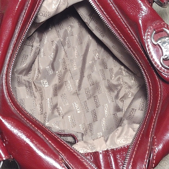 Michael Kors Burgundy Patent Barrel Bag - Picture 11 of 16